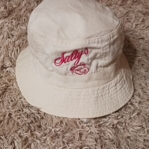 Port Authority Red and White Bucket Hat with Embroidered Logo